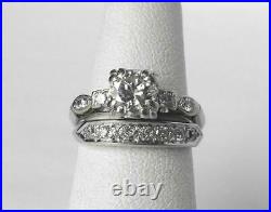 Platinum Vintage Art Deco Old Mine Diamond Wedding Band Ring Dated 1942.28ctw