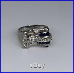 Retro Vintage Art Deco Fine Engagement Ring 2 Ct Round Diamond 14k White Gold Fn