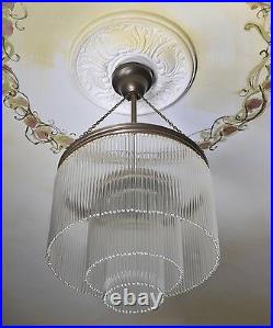 Retro Vintage Leuchte Pendelleuchte Deckenlampe Lüster Glas Artdeco Messing Anti