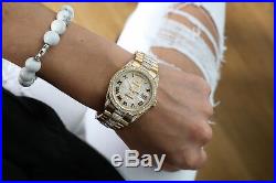 Rolex 36mm Day-Date Pave Roman Diamond Dial 18k Yellow Gold Diamond Watch
