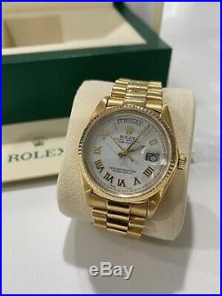 Rolex Day-date President 18k Yellow Gold White Roman Dial 36mm Watch 18038