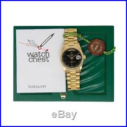 Rolex Men's Vintage Day-Date Yellow Gold 18038 Wristwatch President, Black