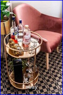 Rose Gold Round Drinks Trolley with 2 or 3 Tier 30's Art Deco Vintage Home Ba