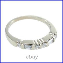 Round Baguette Cut Vintage Art Deco Wedding Band Ring 14k White Gold 0.30ctw