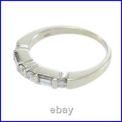 Round Baguette Cut Vintage Art Deco Wedding Band Ring 14k White Gold 0.30ctw