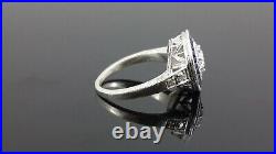 Solid 925 Sterling Silver Art Deco Style Halo Handmade Vintage Ring Women