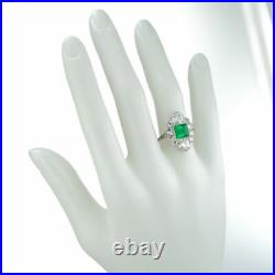 Spectacular Art Deco Square Cut 1.74CT Emerald & White CZ Vintage Wedding Ring