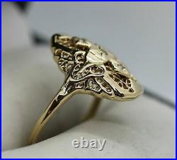 Spiderweb Filigree Vintage Art Deco Ring 14K Yellow Gold Over 2.1Ct VVS1 Diamond