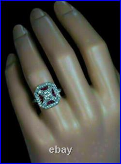 Stuning Vintage Engagement Sparkle Art Deco 14K White Gold Over 2.8Ct Diamond