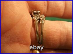 Stunning Older Vtg Antique Art Deco Era 14k White Gold & Diamond Wedding Ring