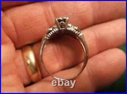 Stunning Older Vtg Antique Art Deco Era 14k White Gold & Diamond Wedding Ring