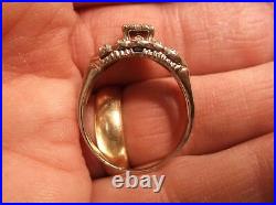 Stunning Older Vtg Antique Art Deco Era 14k White Gold & Diamond Wedding Ring