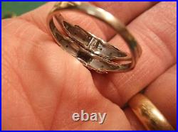 Stunning Older Vtg Antique Art Deco Era 14k White Gold & Diamond Wedding Ring