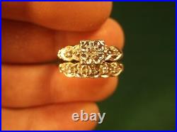 Stunning Older Vtg Antique Art Deco Era 14k White Gold & Diamond Wedding Ring