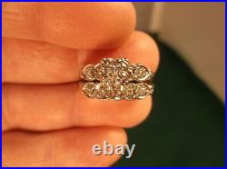 Stunning Older Vtg Antique Art Deco Era 14k White Gold & Diamond Wedding Ring