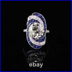 Stunning Vintage Art Deco Engagement Ring 1.95 CT Moissanite 14K White Gold Over