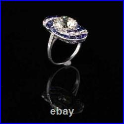 Stunning Vintage Art Deco Engagement Ring 1.95 CT Moissanite 14K White Gold Over