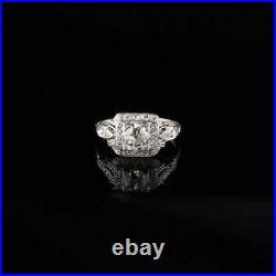Stunning Vintage Art Deco Engagement Ring 14K White Gold Over 2.3 Ct Diamond