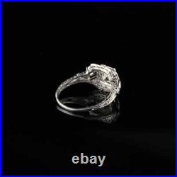 Stunning Vintage Art Deco Engagement Ring 14K White Gold Over 2.3 Ct Diamond