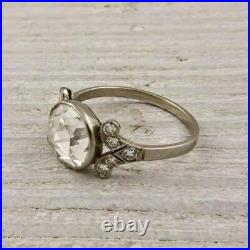 Stunning Vintage Art Deco Engagement Ring 2.02 Ct Diamond 14k White Gold Plated