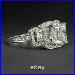 Stunning Vintage Art Deco Engagement Ring 2.03 Ct Diamond 14K White Gold Over