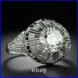 Stunning Vintage Art Deco Ring 14K White Gold Filled 2.32 Ct Simulated Diamond
