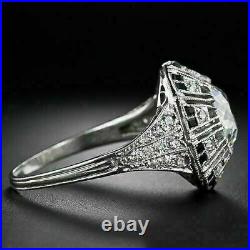 Stunning Vintage Art Deco Ring 14K White Gold Filled 2.32 Ct Simulated Diamond