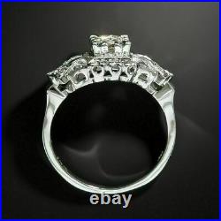 Stunning Vintage Art Deco Wedding Ring 14K White Gold Plated 2.1 Ct VVS1 Diamond