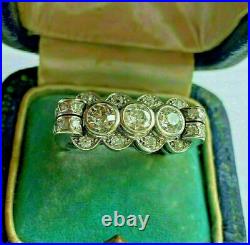 Stunning Vintage Art Deco Wedding Ring 2.56 Ct VVS1 Diamond 14K White Gold Over