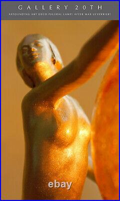 Superb! Art Deco Nude Figural Lamp! After Max Le Verrier! Fayral Bouval 1925 30s