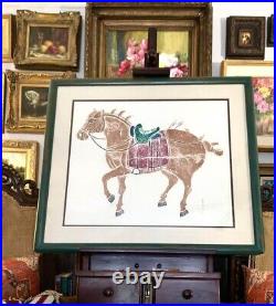 Tang Horse Print Matted & Framed Vintage Oriental Large Heavy Wall Art Hom