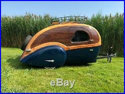 Teardrop Camper Camping Travel Trailer RV Vintage cargo morotcycle Art Deco