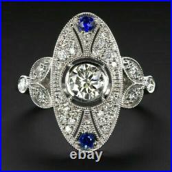 Trendy Milgrain Vintage Art Deco Engagement Ring 14K White Gold Over 2Ct Diamond