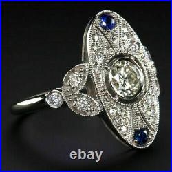 Trendy Milgrain Vintage Art Deco Engagement Ring 14K White Gold Over 2Ct Diamond