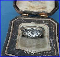 Trilogy Engagement Vintage Art Deco Ring 2.38 Ct Diamond 14K White Gold Over