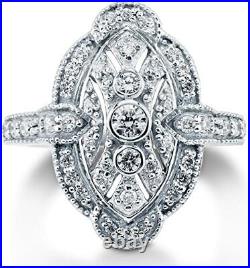 Trilogy Retro Vintage Art Deco 2.8 Ct Round Cut Lab-Created Diamond Antique Ring
