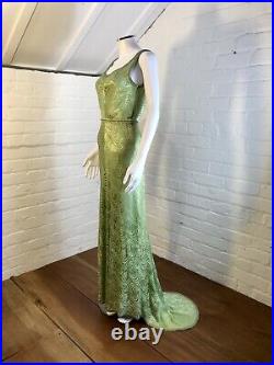 True Vintage 1930s Evening Dress Gown Lame Diamanté & Beaded Royal Connection