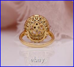 Unique 0.3CT Round Cut Moissanite Art Deco Vintage Proposal Ring 14K Yellow Gold