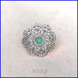 Unique Art Deco Vintage Turquoise, Personalised & Statement 925 Pure Silver Ring