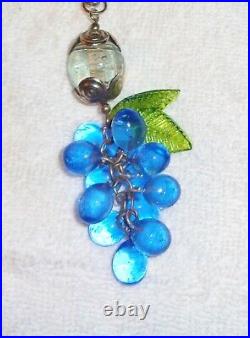 Unique Vintage Art Deco Large Cobalt Blue Glass Cluster Grape Pendant