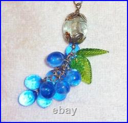 Unique Vintage Art Deco Large Cobalt Blue Glass Cluster Grape Pendant