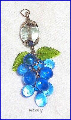 Unique Vintage Art Deco Large Cobalt Blue Glass Cluster Grape Pendant