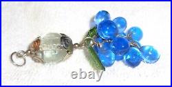 Unique Vintage Art Deco Large Cobalt Blue Glass Cluster Grape Pendant