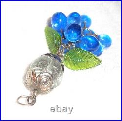 Unique Vintage Art Deco Large Cobalt Blue Glass Cluster Grape Pendant