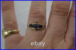 VINTAGE 1940s ART DECO gold and sapphire 3 stone ring size K