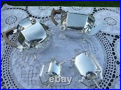 VINTAGE ART DECO E. VINER SHEFFIELD 1939 SOLID SILVER 4 Piece TEA SERVICE 1670gr