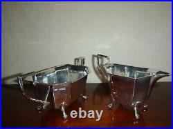 VINTAGE ART DECO E. VINER SHEFFIELD 1939 SOLID SILVER 4 Piece TEA SERVICE 1670gr