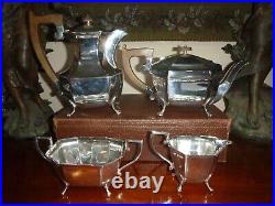 VINTAGE ART DECO E. VINER SHEFFIELD 1939 SOLID SILVER 4 Piece TEA SERVICE 1670gr