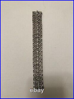 VINTAGE ART DECO SILVER and PASTE BRACELET GORGEOUS 6 6/8 LENGTH