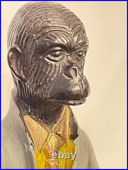 VINTAGE BRONZE ART DECO BUTLER Pair 12 Figurines Primate Monkey